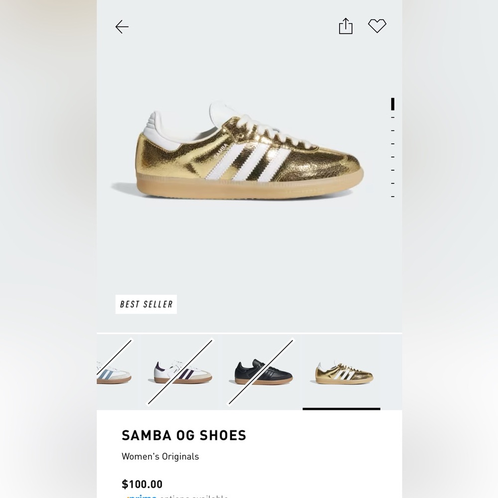 Adidas Womens Samba OG Metallic Gold Shoes
